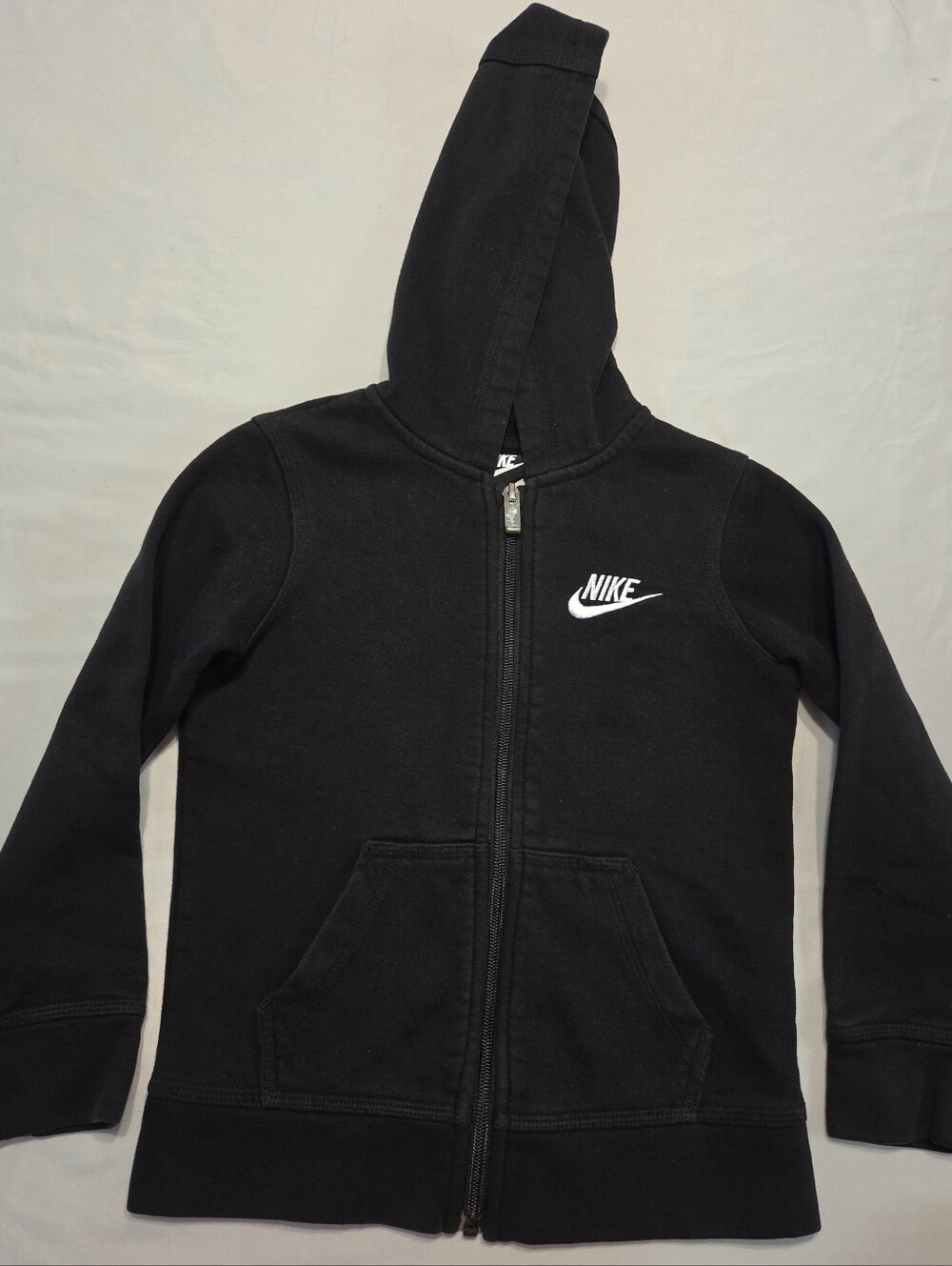 Nike Black Kids Full-Zip Hoodie with White Logo